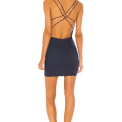 ROBE AVEC LIENS À NOUER AU DOS GRECIA Navy -Ravis Mode Soldes Boutique SPDW WD590 V4