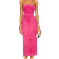 ROBE TUBE EN DAIM Hot Pink