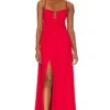 ROBE MAXI FINES BRETELLES ET FRONCES Perfect Red