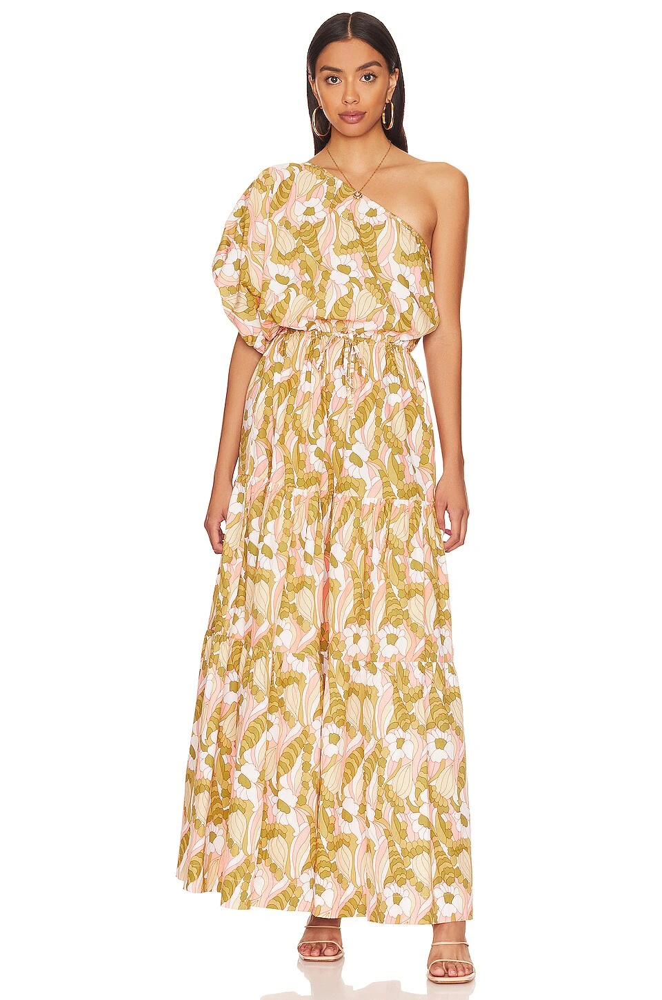 ROBE MAXI ONE SHOULDER PUFF SLEEVE Duomo 1 ROBE MAXI ONE SHOULDER PUFF SLEEVE Duomo