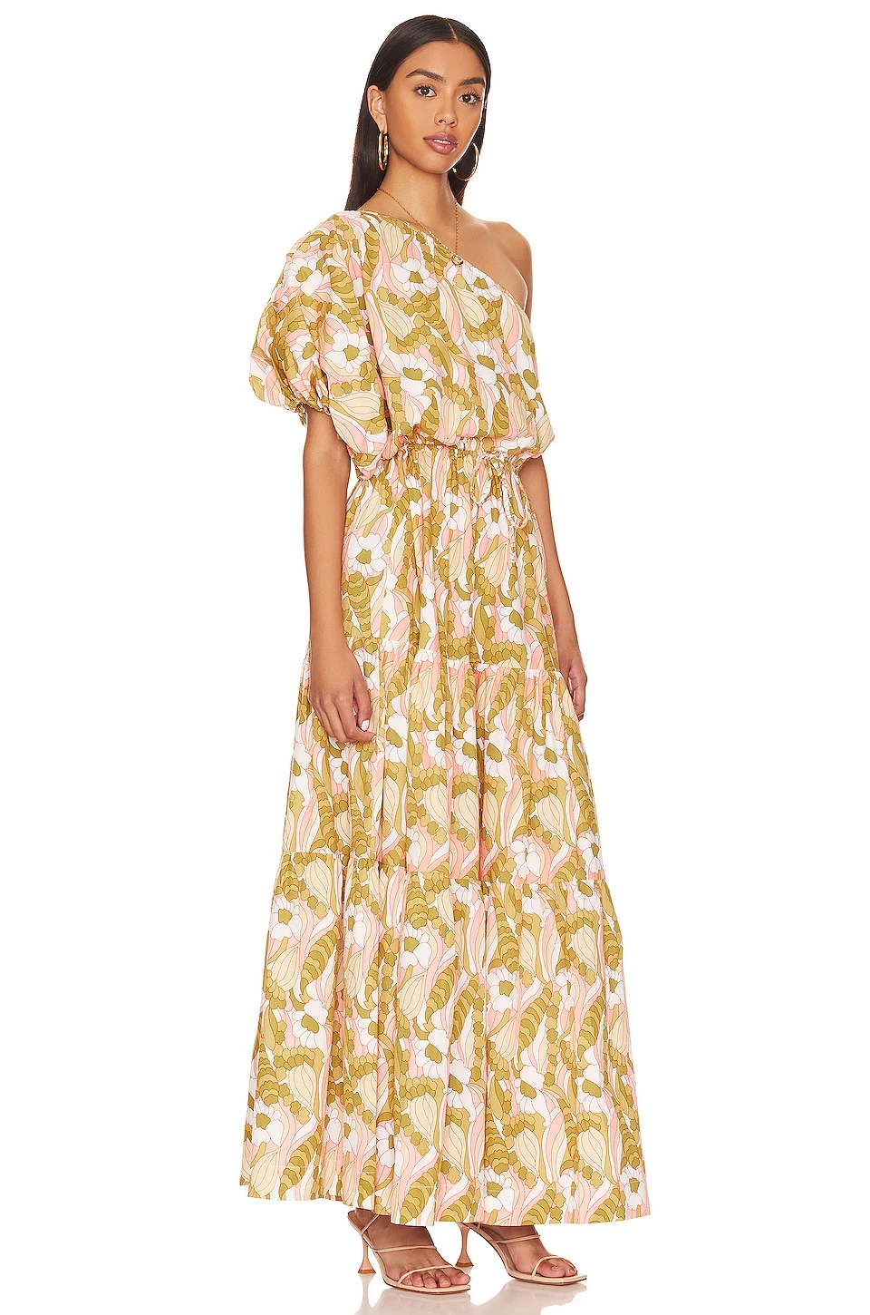 ROBE MAXI ONE SHOULDER PUFF SLEEVE Duomo 2 ROBE MAXI ONE SHOULDER PUFF SLEEVE Duomo – Image 2