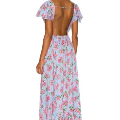 ROBE NEW MOON Hibiscus Bouquet Baby Blue 5 ROBE NEW MOON Hibiscus Bouquet Baby Blue -Ravis Mode Soldes Boutique TIAR WD381 V3