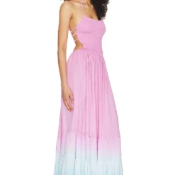 ROBE MAXI NAIA Pink Violet Aqua Ombre -Ravis Mode Soldes Boutique TIAR WD413 V2