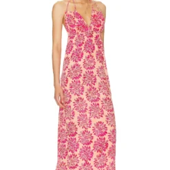 ROBE MAXI NANEA Batik Daisy Peach 4 ROBE MAXI NANEA Batik Daisy Peach -Ravis Mode Soldes Boutique TIAR WD422 V2