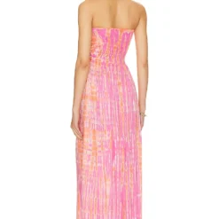 ROBE MAXI PUA Pink Coral Tie Dye -Ravis Mode Soldes Boutique TIAR WD434 V3