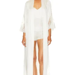 Silk Kiana Lace Robe White