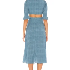 ROBE MI-LONGUE NANETTE Dusty Blue 5 ROBE MI-LONGUE NANETTE Dusty Blue -Ravis Mode Soldes Boutique TULA WD859 V3