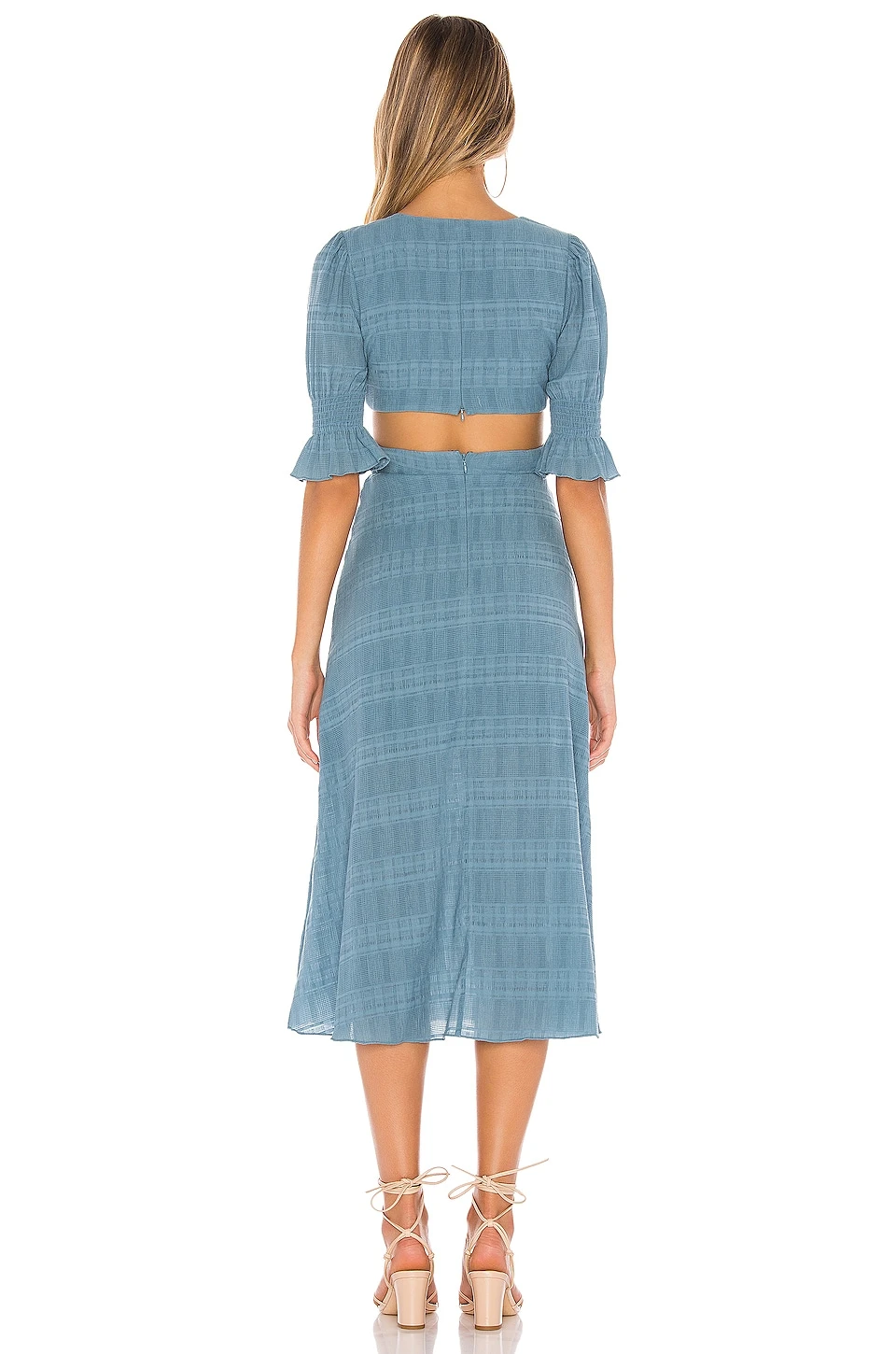 ROBE MI-LONGUE NANETTE Dusty Blue 3 ROBE MI-LONGUE NANETTE Dusty Blue – Image 3