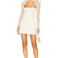 ROBE COURTE LONG SLEEVE CORSET Ecru