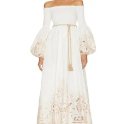 Zimmermann ROBE MI-LONGUE DEVI Ivory & Beige