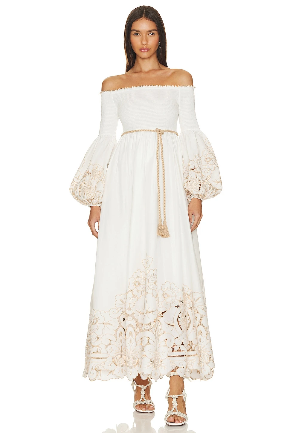 Zimmermann ROBE MI-LONGUE DEVI Ivory & Beige 1 Zimmermann ROBE MI-LONGUE DEVI Ivory & Beige