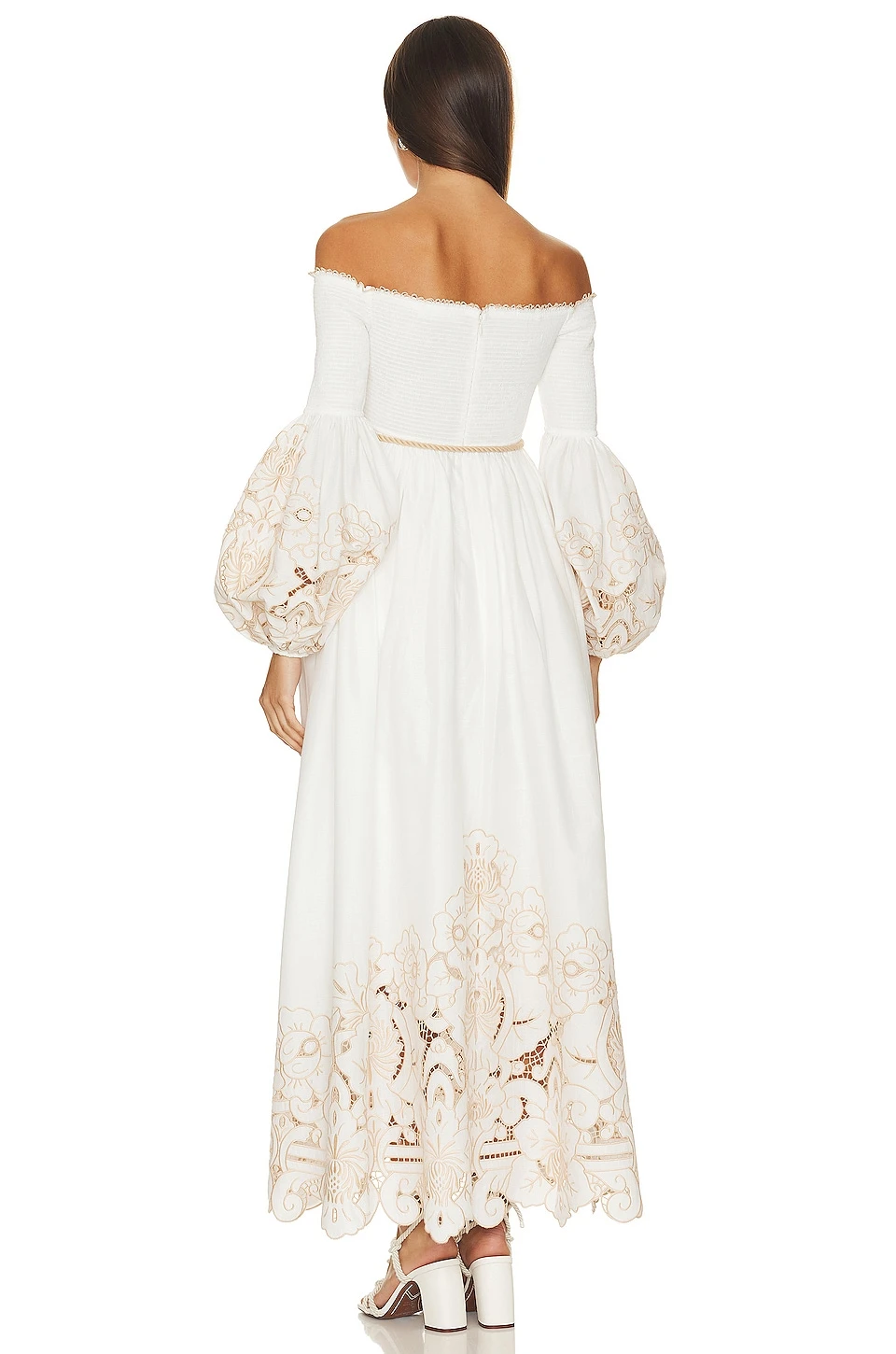 Zimmermann ROBE MI-LONGUE DEVI Ivory & Beige 3 Zimmermann ROBE MI-LONGUE DEVI Ivory & Beige – Image 3